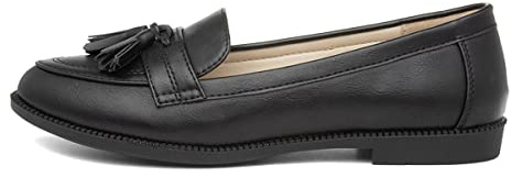 Lilley Womens Black Matte Tassel Loafer Shoe