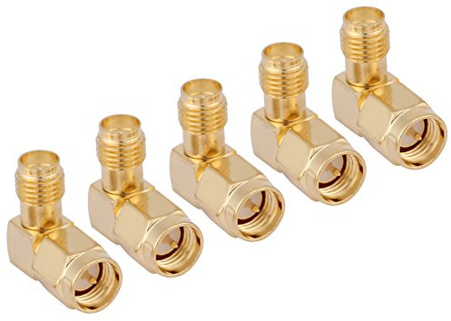 Walfront 5er Pack SMA 90° Winkeladapter – SMA Stecker auf Buchse, rechtwinkliger Koaxialstecker für HF-Verbindungen, hochwertiges Set für RF-Kabel und Kommunikationssysteme