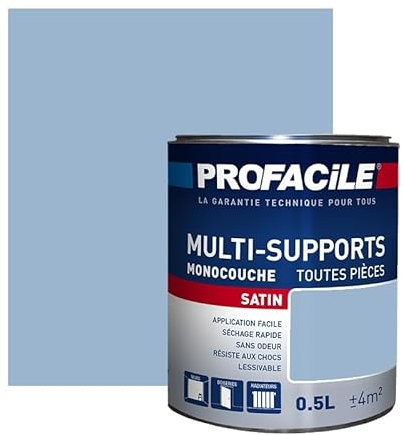 PROFACILE Peinture intérieure multi-supports, satin, murs, plafonds, boiseries, radiateurs, sans odeur, plusieurs teintes 0.5 litre