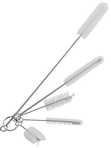 Pssopp Akvarium Rengöringsborstar Set, 5 Delar, Nylon och Rostfritt Stål, Flexibla Rörborstar för Filter och Vattenpump Rengöring