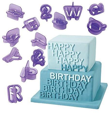Smart Baking 40PCS Fondant Alphabets Letters, Cake Icing Cutter Number and Symbols Set, Great Cookie Cutter Set + Cake Symbols