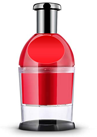 LTLWSH Garlic Crusher, Nut Chopper, Manual Mini Food Chopper with Stainless Steel Blades, Cut Onions, Vegetables, Fruits, Garlic Peeler with Cleaner Brush,Red