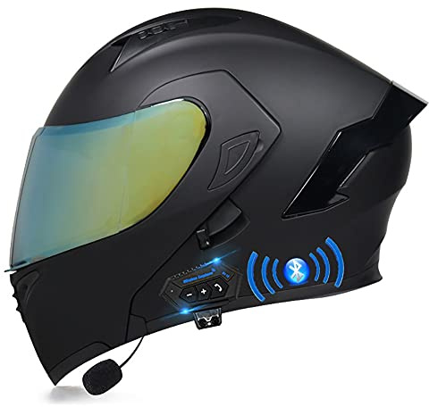 Letetexi Bluetooth Integral Casque Moto Modulable,Flip Up Front Casque Moto avec Double Visière,ECE Homologué Homme Femme Casque Moto avec Protection pour Femme Homme 55~60cm