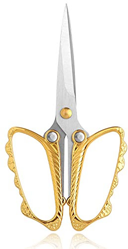 Stainless Steel Small Sharp Pointed Butterfly Handle Sewing Scissors for Embroidery DIY Tools Craft Cutting Tailor Dressmaker Threading Professional Yarn Shears Crafting Art Work Scissor 4.8 inch