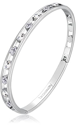 Brosway Damarmband med hårt stål, damarmband samling med dig - BWY21, Ø 60mm, Rostfritt stål, Kristallglas