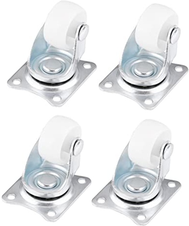 Rotelle Girevoli Universali 4 Pezzi, 1 Piccola Ruota per Cancello 1 diametro. Rotelle Fisse di Ricambio per Piastra Superiore Girevole in Polipropilene Bianco