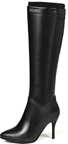 Lroey Reoly Bottes Hautes Femme Aiguille, Bottes Habillées Talons Hauts Pointu Boots Zip 081 Noir/Rl Taille 36 EU