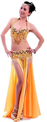 kzytamz Bauchtanz Kostüm Für Frauen Sexy Top BH Und Gürtel Tanz Rock Set Professionelle Bauchtanz Karneval Outfit