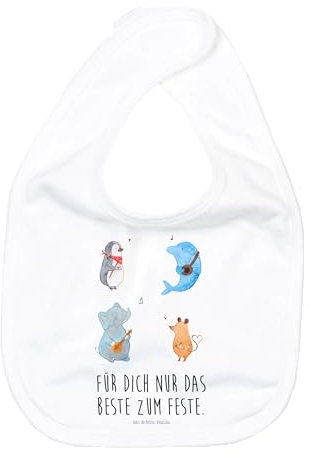 Mr. & Mrs. Panda Organic Babylätzchen Big Band - Geschenk, Tiere, Babylätzchen Mit Motiv, Tiermotive, Babylätzchen Für Jungen, Baby Latz, Elefant,