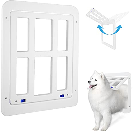 NAMSAN Hundeklappe Fiegengitter Katzenklappe Haustierklappe mit Magnetverschluss für Fliegengittertür Fenster-Weiß (34cm*44cm)