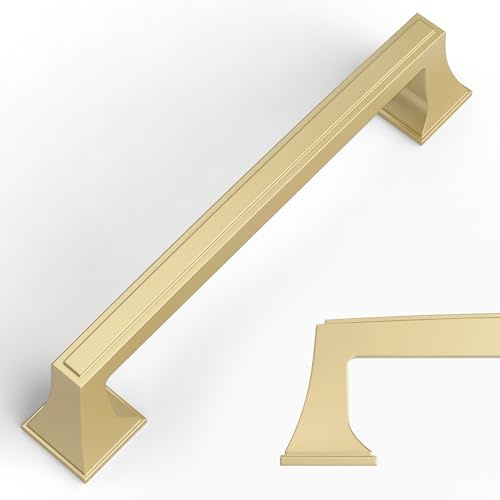 9BUILD 10 Pack Gold Zinc Cabinet Handles 128MM Hole Center Kitchen Cupboard Handles