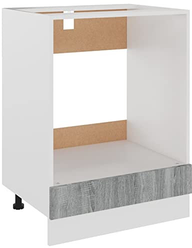 Tidyard Mobile da Forno,Armadio da Cucina,Mobile da Cucina Salvaspazio,Mobili Cucina Componibili,Mobile Base/Pensile per Cucina,Armadietti da Cucina Grigio Sonoma 60x46x81,5 cm Legno Multistrato