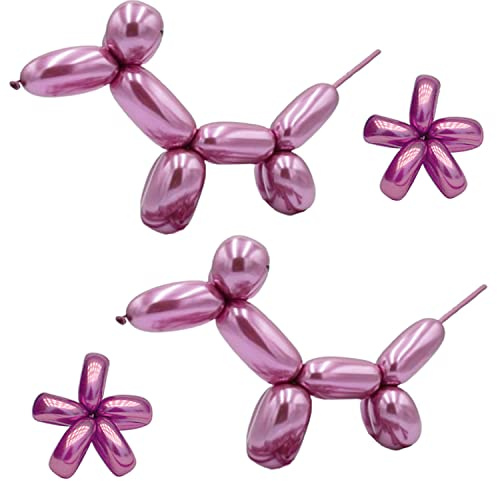 Modellierballons Metallic Hot Pink 260Q Lange Luftballons Chrom Twisting Ballon Tiere für Geburtstage Babyparty Hochzeit Karneval Party Dekorationen 25 Stück