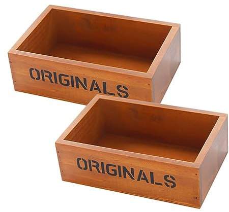 Garneck 2stücke Retro Holz-blumenkasten Vintage Pflanzgefäß Für Sukkulenten Mikrolandschaft Holzaufbewahrungsbox Für Innendekoration Und Schreibtischgebrauch Hellbraun