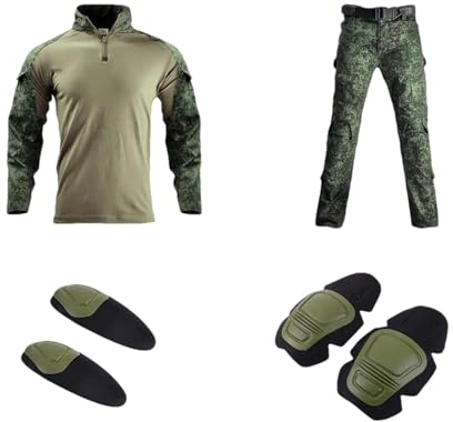 ZMIN Paintball Arbeitskleidung Militäruniform mehrere Taschen taktische Kampf Tarnhemden Cargohosen + Pads Militäranzug Russian suits S