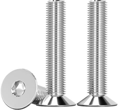 Drenky M8 X 35mm Schraube Senkkopf mit Abgesenktem Kopf 10 Stück Senkkopfschrauben Edelstahl V2A VA A2 Schrauben DIN 7991 / ISO 10642 Senkschraube Rostfrei Silber Innensechskant Regelgewinde