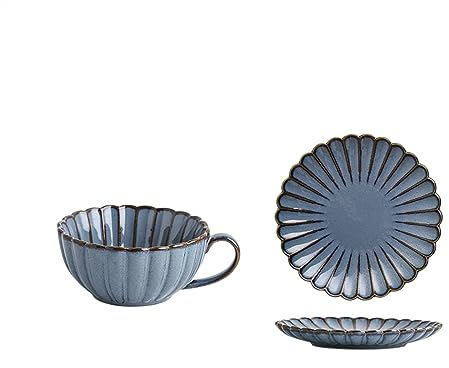 HARAY Tasses Tasse à café en céramique, Ensemble de soucoupes créatives en Forme de Tasse à café, Tasse à thé de l'après-midi rétro Simple Tasse de café (Color : B)