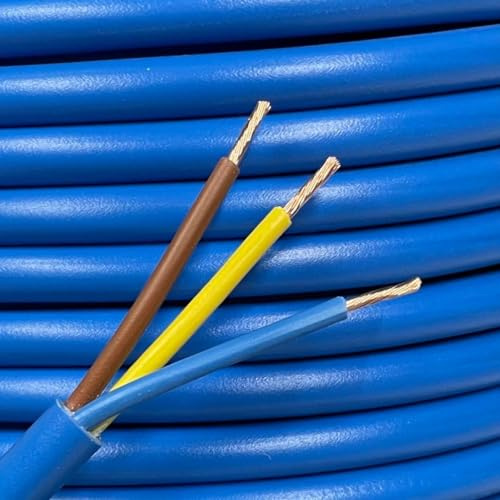 5 Metres x 3 Core 2.5mm Blue Arctic Flex Cable Wire Lead Caravan Camping