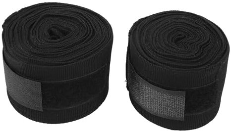 Hiraith 2 Stück Boxbandagen aus Baumwolle, 5 M, Schnell Trocknend, Halbelastisches Hakenschlaufen-Design, Sport-Handbandagen Kickboxen, Muay Thai (Schwarz)