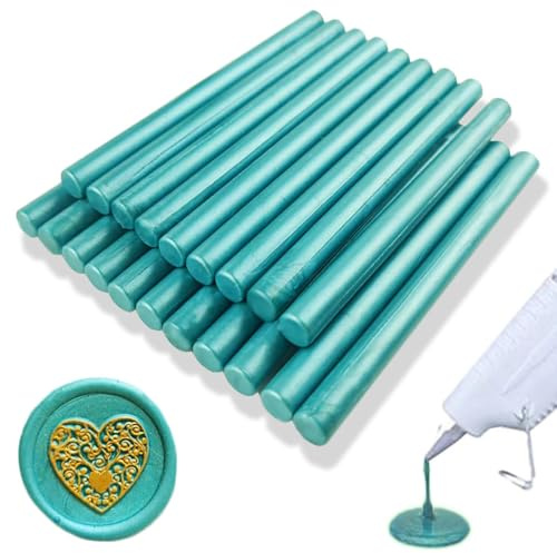 Wachs-Siegel-Stick, Ioggtser 20 PCS Mini Klebepistole Wachs-Siegel-Stick für Wachs-Siegel-Stempel, Siegel-Wachs-Sticks für Hochzeit Einladungen, Karten, Umschläge (Duck Green)