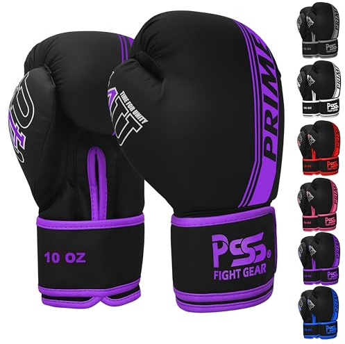 PSS Boxningshandskar för barn/ungdomsträning sparring, kickboxning, Muay Thai, MMA, tung boxningssäck vantar fokuskuddar träning hållbart PU-läder, skum stoppning 4 6 8 30 ml (lila, 170 g)