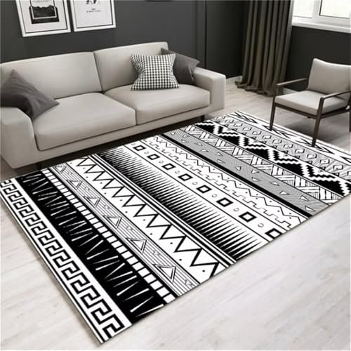 RUGMRZ Webteppich Teppich Lang Pflegeleichter grauschwarzer minimalistischer Nachttischteppich für das Schlafzimmer Langlebig Teppische Modern Deko 80X120CM