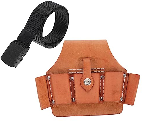 FOYTOKI Gardening Tools Waist Bag Pu Leather and Nylon Material Hands-Free Tool Carrying Belt for Pruning and Planting Brown