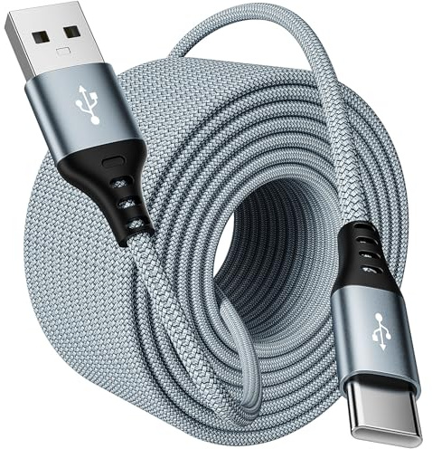 WTPGTI USB C Kable 10m, Extra Lang USB C Ladekabel Nylon PS5 Controller Ladekabel USB Typ C Kable für Samsung Galaxy S22/S21/S20,Note 10 9 8,PS5,LG V30 V20 G6 G5,Moto,Huawei P30 Mate30,Sony Xperia XZ