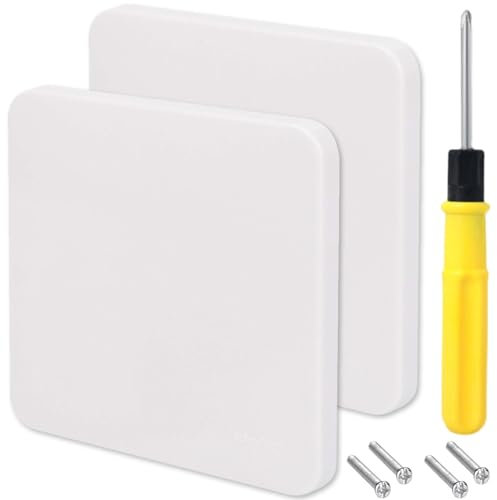 Acmerota Single Blank Plate 1 Gang White Electrical Socket Blanking Plate Square Shape Blanking Plate Cover Single Gang for Electrical Socket Plug Socket Cover Exposed outlets, Pack of 2