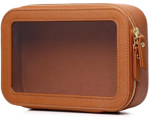 LOFOWN Clear Makeup Bag (Brown, Small)