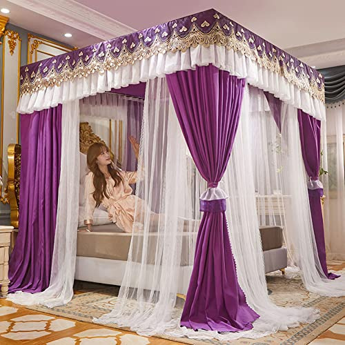 Elegante cortina de cama con dosel de doble capa para camas individual/king (150 x 200 x 200 cm), ideal para dormitorios de niñas, mejora la decoración y la comodidad