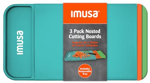 IMUSA Cutting Board Set, 4-Piece 14x7.5, Removable Tray