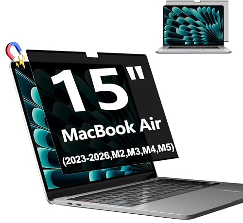 FYJRCY Magnetischer Blickschutzfolie für Macbook Air 15 Zoll (2023–2026, M2, M3, M4, M5), Abnehmbarer Sichtschutzfilter für Laptops und Blendfreier Blaulicht Bildschirmschutz