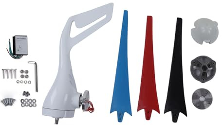 Jectse Kit de Generador de Turbina Eóla, 300 W con 3 Cuchillas, Kit de Generador Híbrido Solar Eólico Trifásico, de Energía Eóla de Ajuste Autico, con Controlador para (DC12V)