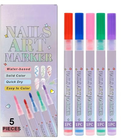 Penna per Disegno Unghie Punta 0,5 mm impermeabile asciugatura rapida | Penne da doodle art unghie Kit Decorazione per Casa, Salone, Viaggio, Scuola, Donne, Ragazze, Principianti