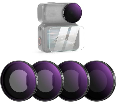 NEEWER ND/PL Filter Set Compatible with DJI Osmo Nano (ND8/PL+ND16/PL+ND32/PL+ND64/PL), Screw On Neutral Density Polarized ND Action Camera Lens Filter Accessories with Screen Protector, 4 Packs