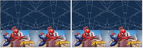 Procos 93866 Nappe en Plastique Facile à Nettoyer Motif Spiderman Crime Fighter 120 x 180 cm pour Anniversaire, fête à thème (Lot de 2)