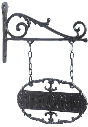 MagiDeal Plaque de Bienvenue en Fer forgé, décoration Murale Double Face, Panneau de Porte d'entrée Robuste pour Magasin, café ou Maison.