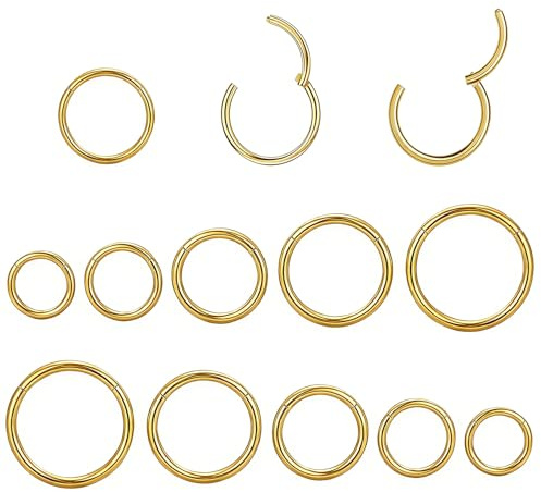 LIUYIDM 18 g näspiercing septum rostfritt stål kirurgiskt rostfritt stål 10 st brosk ring örhängen gångjärn ringar piercing läpp Helix näsa 6 mm/8 mm/10 mm/12 mm/14 mm, XL, Rostfritt stål, Rostfritt