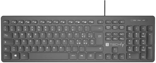 Techly 623677 Tastiera USB Standard 109 Tasti Layout Italiano e Hub 3 Porte USB Nero Nero