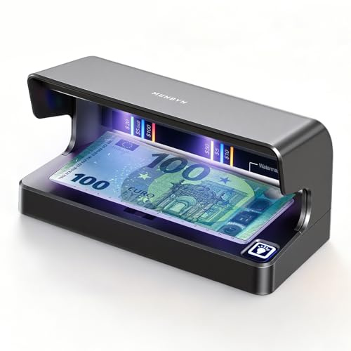 MUNBYN IMC26 Geldscheinprüfer UV, Tragbares Geldprüfgerät mit UV- & Weißlicht, Wiederaufladbarer Falschgeld Prüfer für Multi-Währungen, Bargeld Prüfer für Einzelhandel & kleine Unternehmen