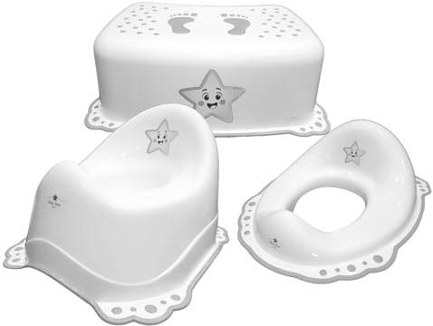 Little Star Kinder Töpfchen Set 3-in-1 ab 1 Jahr – Lerntöpfchen, Toilettenaufsatz & Tritthocker – Rutschfestes Töpfchenset für Jungen & Mädchen – Ideal fürs Toilettentraining