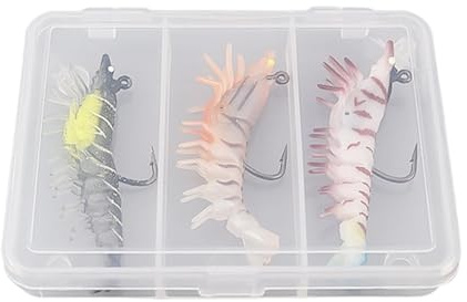 Räkbete Set,Livfullt och Verklighetstroget PVC Simmandebete - Fiskebeten är lämpliga för söt- och saltvatten - för fångst av Öring, Flundra, Crappie, Snook, Gös Lax, samt