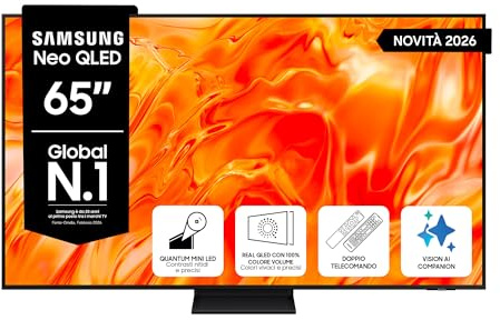 Samsung Smart TV 65 QE65QN72HAUXZT Neo QLED 4K Mini LED, NQ4 AI Processor, Quantum Mini LED, Real QLED 100% Colour Volume, HDR 10+, Motion Xcelerator 50Hz, Vision AI, AirSlim Design, Alexa, 2026