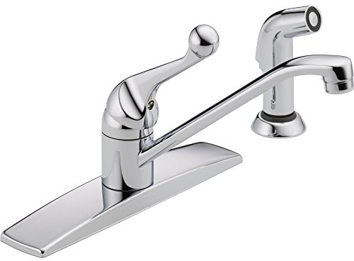 Delta Faucet Classic Single-Handle Kitchen Faucet with Side Sprayer, Chrome Kitchen Sink Faucet, Kitchen Faucet 3 Hole, Chrome 400LF-WF