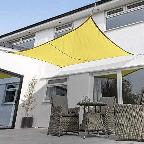 Kookaburra Waterproof Garden Sun Shade Sail Canopy in Yellow 98% UV Block (4m x 3m Rectangle)