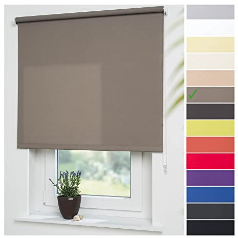 Liedeco® Rollo, Fenster Rollo, Kettenzug-Rollo / 142 x 180 cm (Breite x Höhe), caffee/lichtdurchlässig, Blickdicht/viele Farben, Größen und Typen/Breiten 60-200 cm/Variable Montage möglich