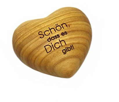 Thankgoods Sag´s mit Herz Handschmeichler - Schön das es Dich gibt! Graviertes Holzherz Geschenk