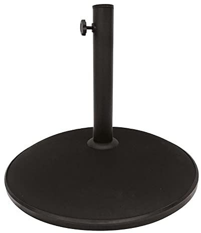 AKTIVE Base per ombrellone rotonda Ø50x34 cm, 25 kg, Struttura in cemento e tubi di acciaio, Adatta per pali Ø35-48 mm, Supporto robusto e regolabile