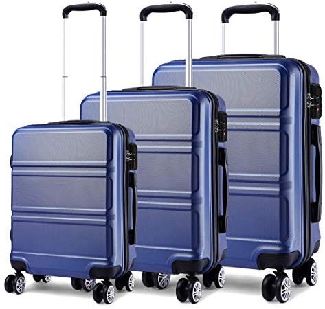Kono Hartschalen Koffer Set 3tlg Leichte Trolley M L XL Dunkelblau